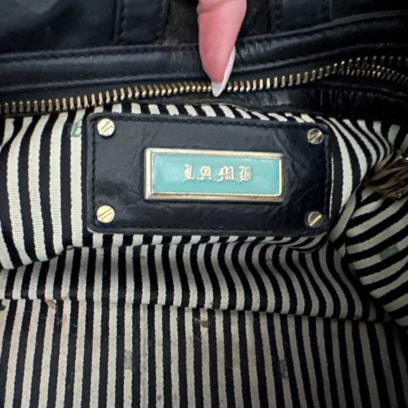 Black Leather and velvet duffle purse LAMB L.A.M.B. Gwen stefani - Picture 3 of 7